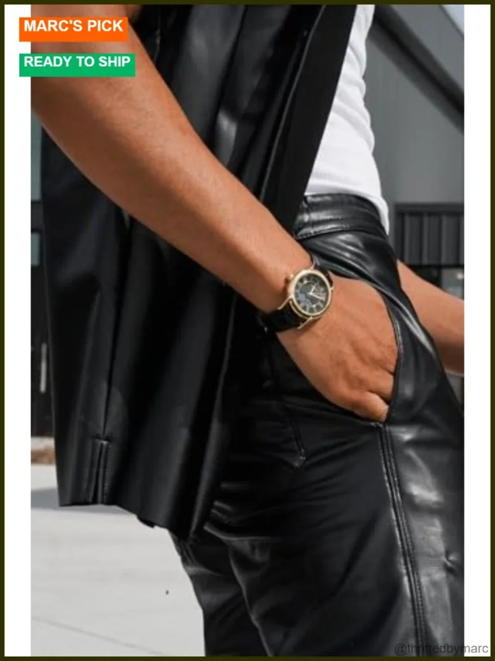 14K Gold Plated Moon Phase Leather Dress Watch